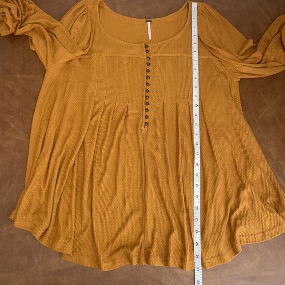 Free People Womens Devin Top Relaxed Fit Balloon Sleeve Autumn Pearl Orange: Med - Picture 7 of 7